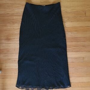 Vintage Silk Black & White Polka Dot Maxi Skirt 12
